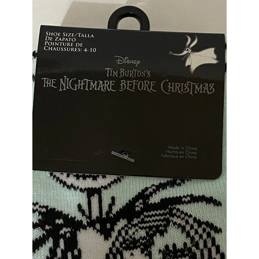 Disney Nightmare Before Christmas Jack Sally Mint Green Striped Socks Shoe 4-10